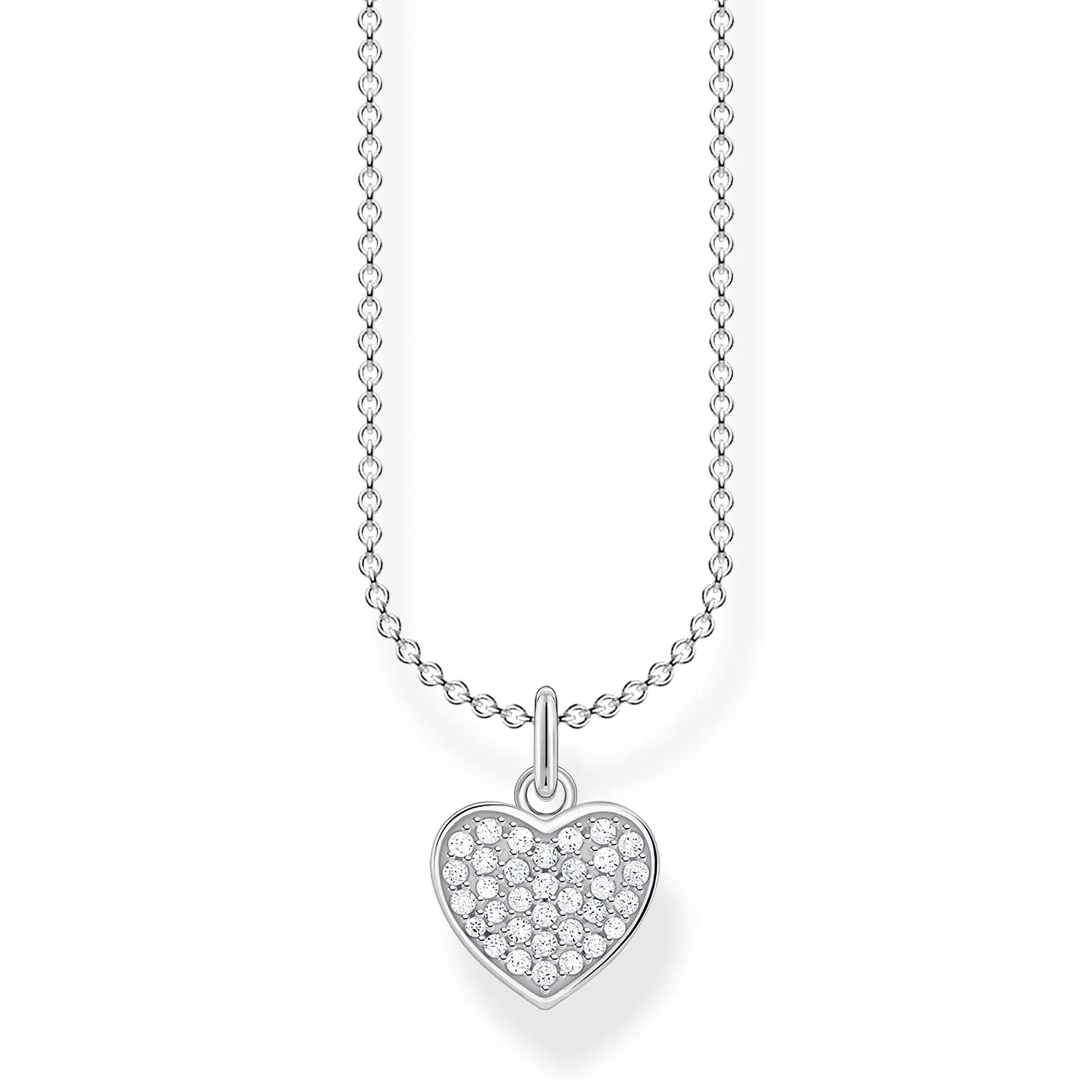 Thomas Sabo Charm Club Sterling Silver Heart Pave Necklace