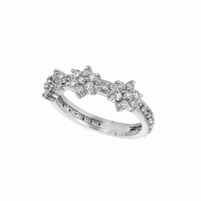 THREE FLOWER DIAMOND RING 14K GOLD (0.8 CTW)