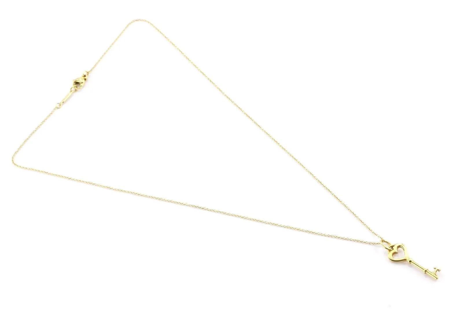 Tiffany & Co 18K Yellow Gold Heart Key Pendant And Necklace