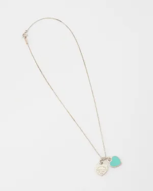 Tiffany & Co. Silver Mini Tiffany Blue Double Heart Tag Pendant Necklace