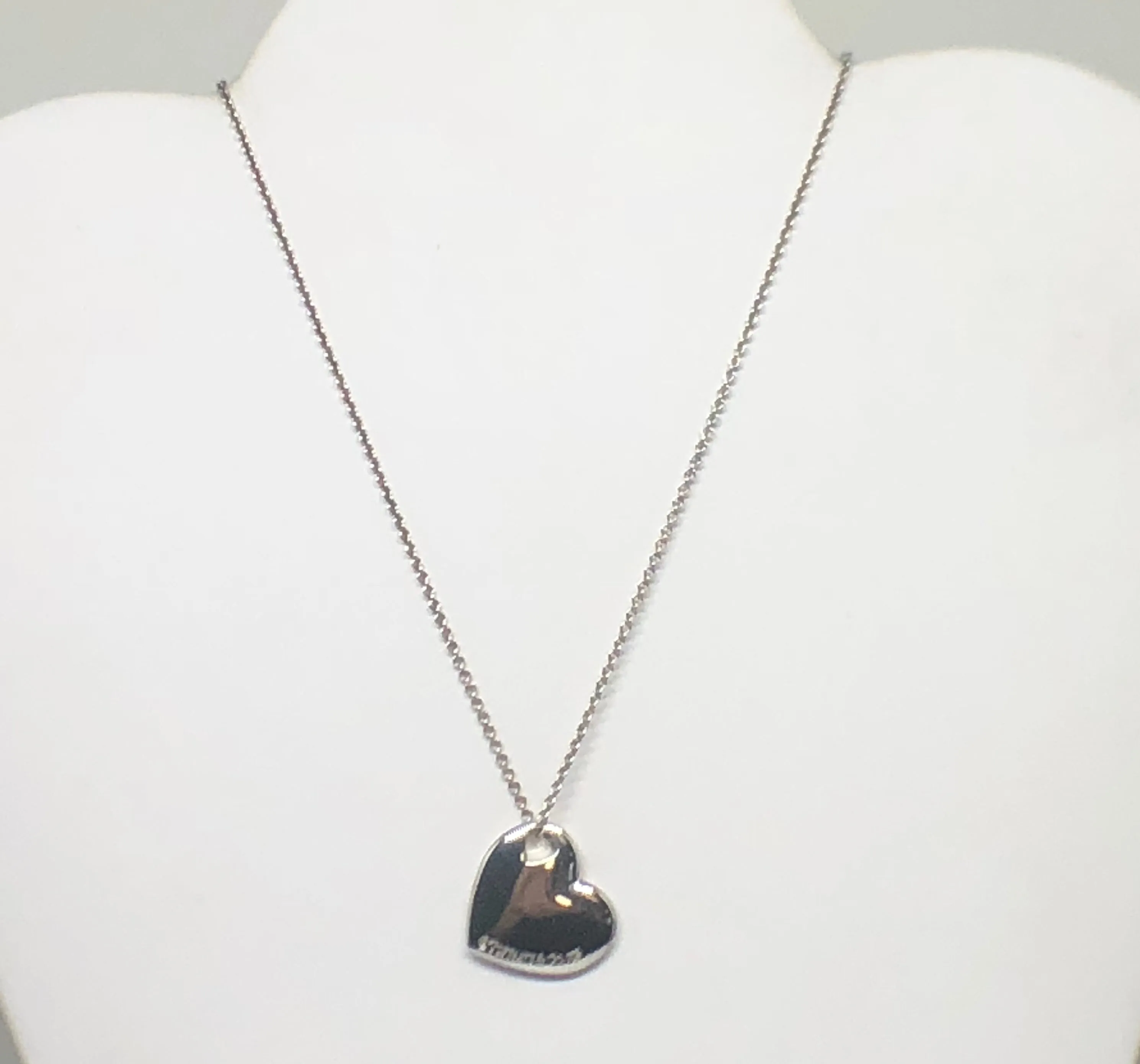 Tiffany & Co Sterling Silver Double Heart Cutout Pendant Necklace