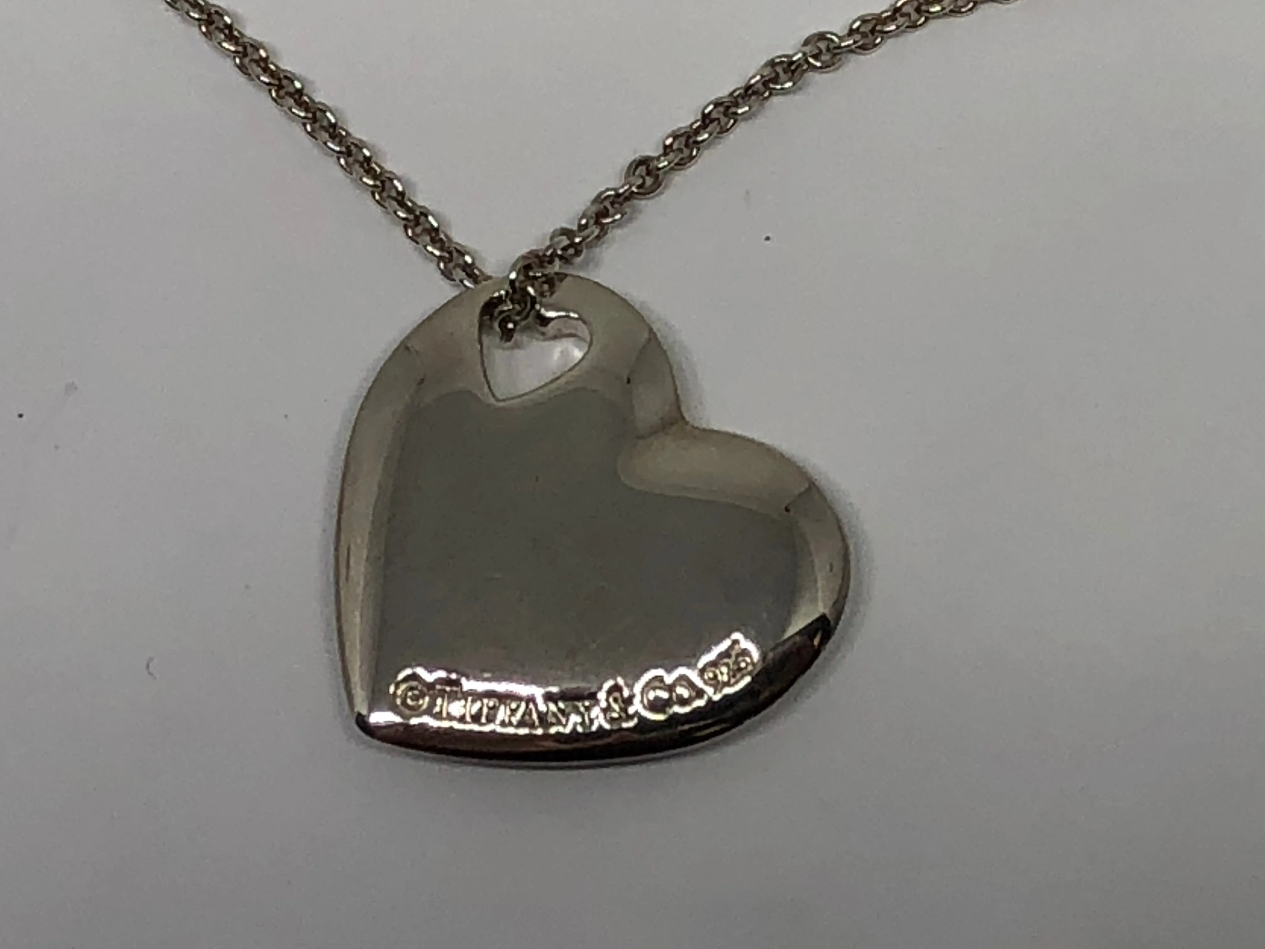 Tiffany & Co Sterling Silver Double Heart Cutout Pendant Necklace
