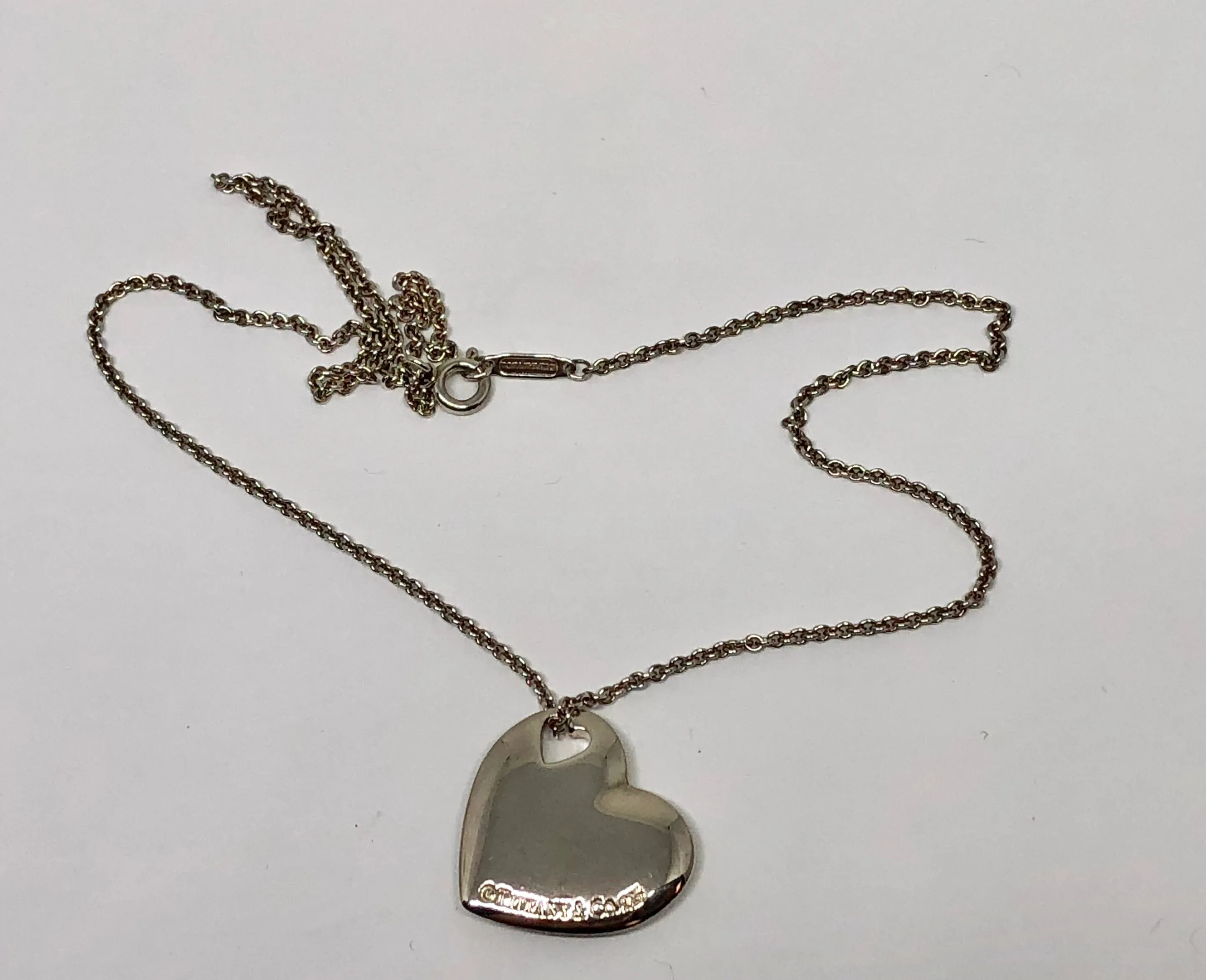 Tiffany & Co Sterling Silver Double Heart Cutout Pendant Necklace