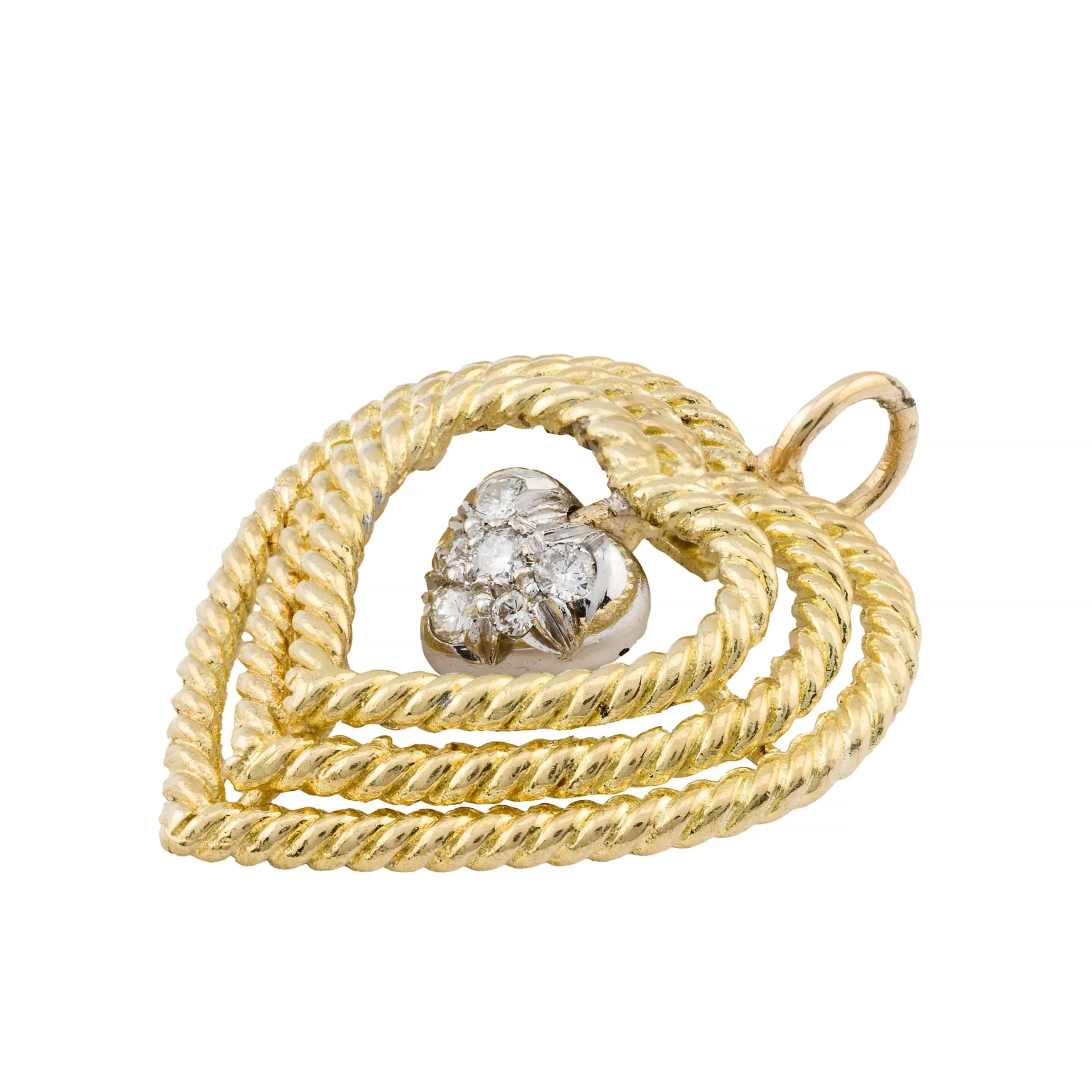 Tiffany & Company Vintage Dangling Diamond Heart Pendant in 18 Karat Yellow Gold