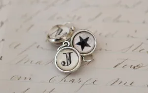 Tiny Cream Two Sided Round Initial Charm