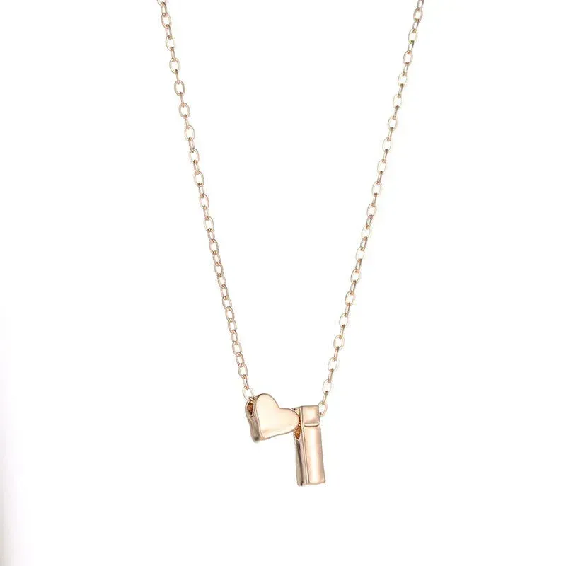 Tiny Heart Dainty Initial Necklace Gold Silver Color Letter Name Choker For Women Pendant Jewelry Gift
