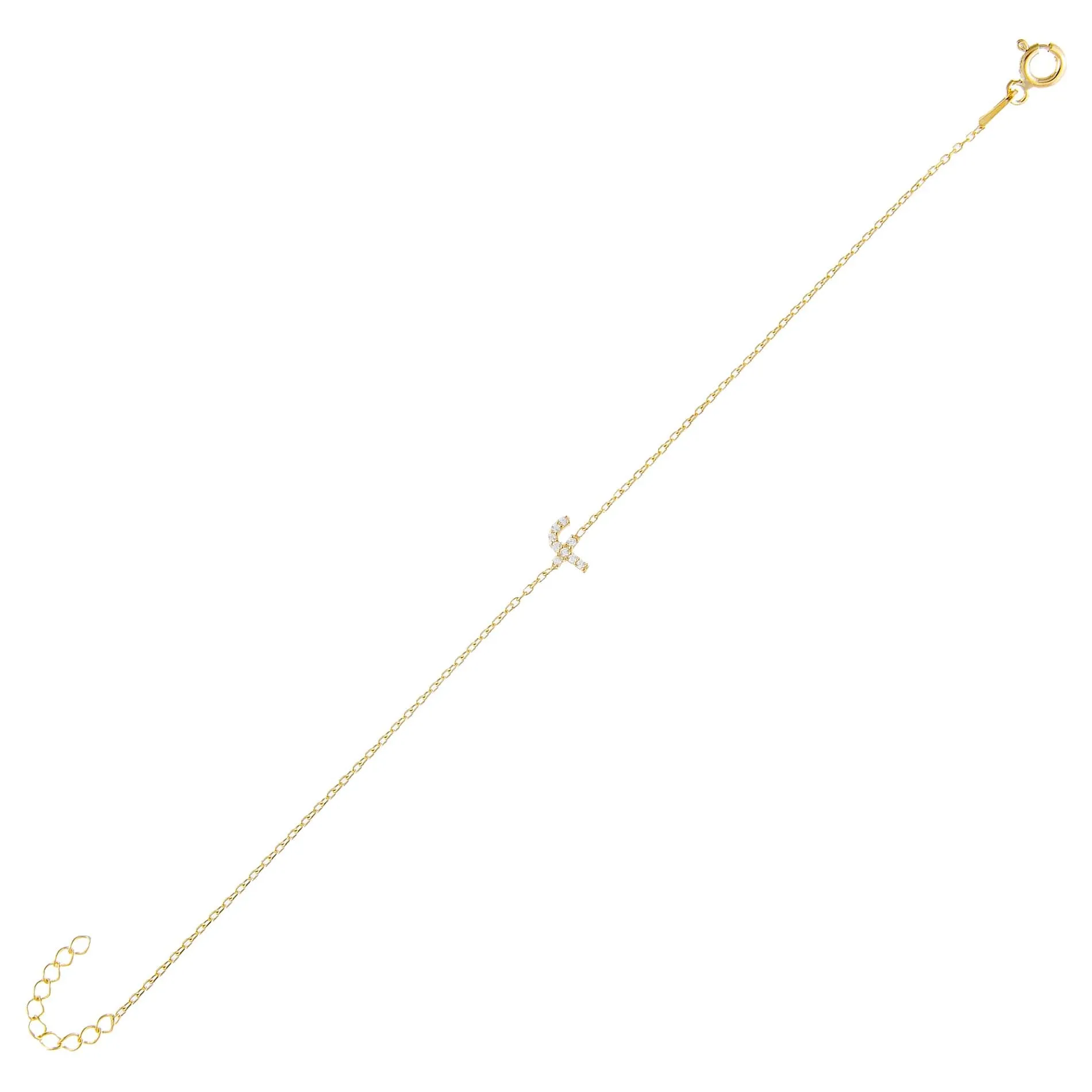 Tiny Lowercase Pavé Initial Bracelet