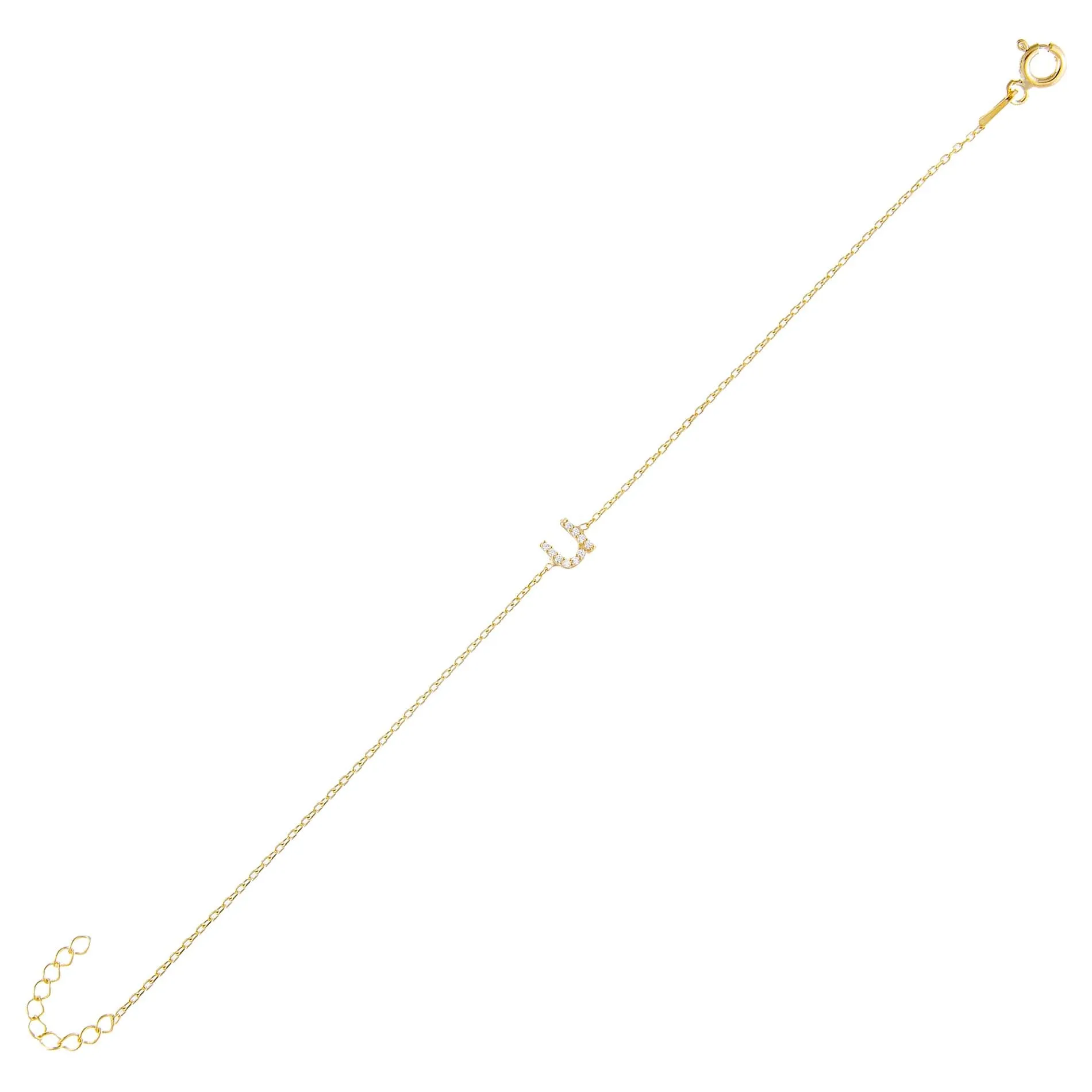 Tiny Lowercase Pavé Initial Bracelet