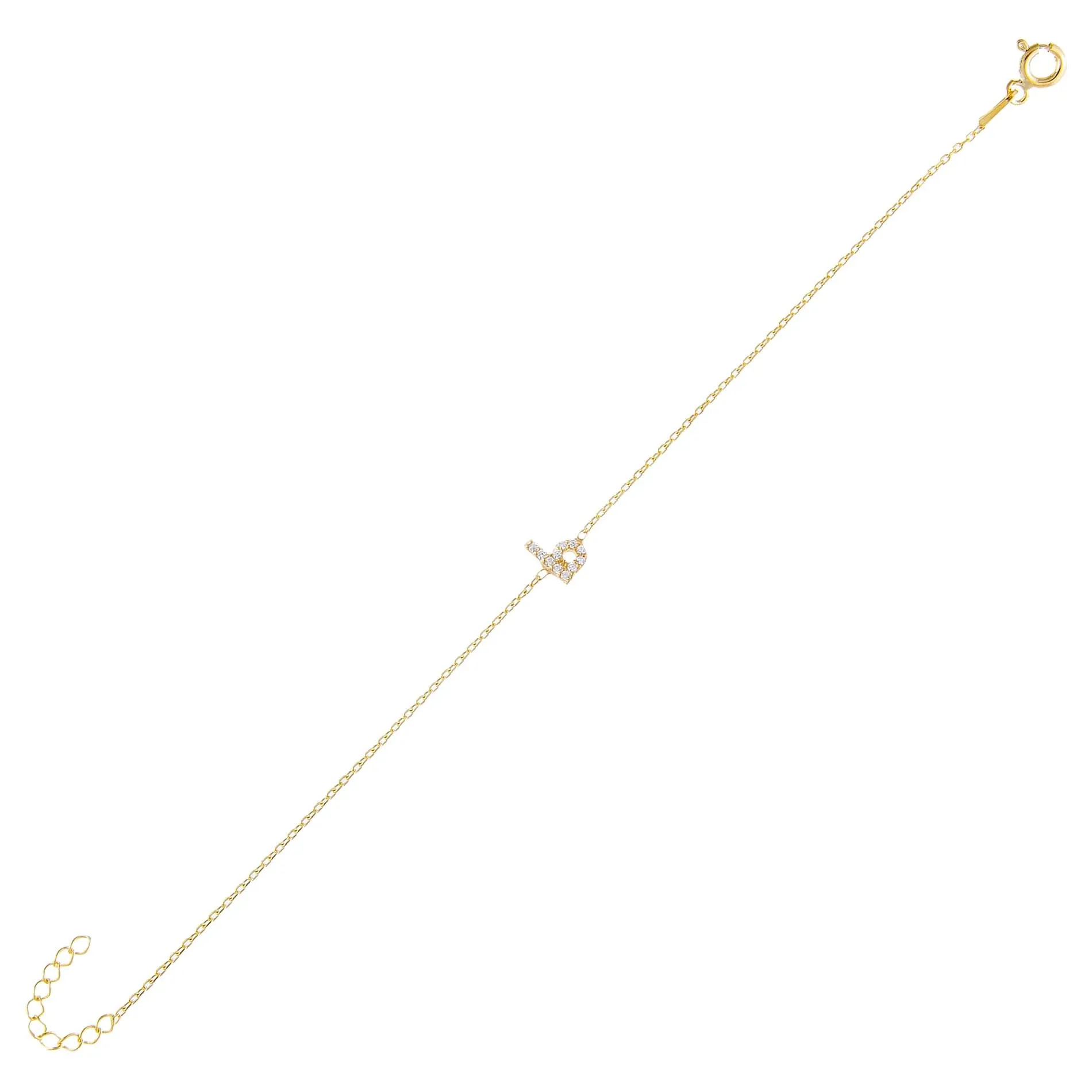 Tiny Lowercase Pavé Initial Bracelet