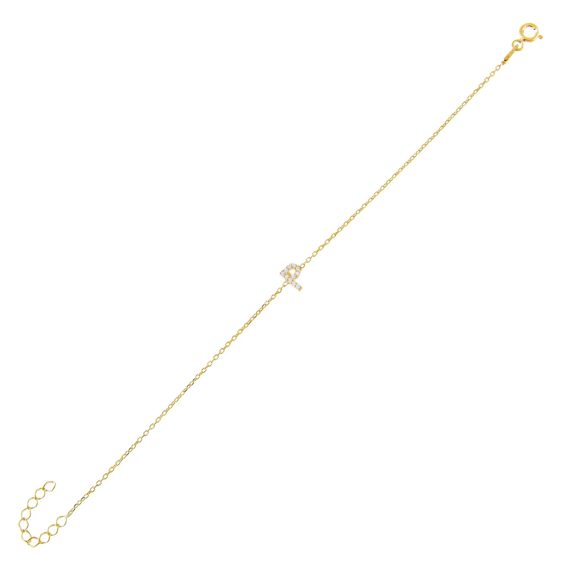 Tiny Lowercase Pavé Initial Bracelet