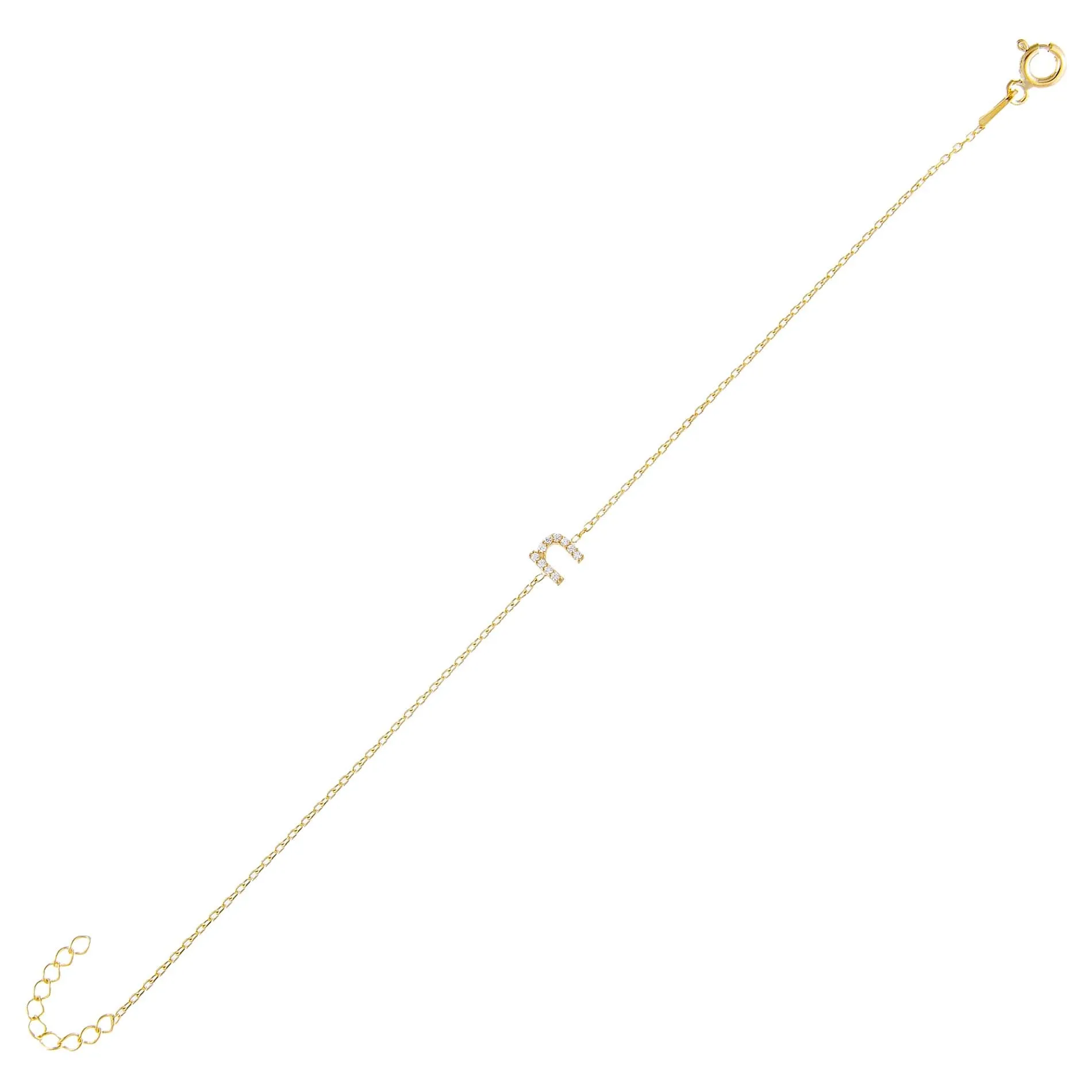 Tiny Lowercase Pavé Initial Bracelet