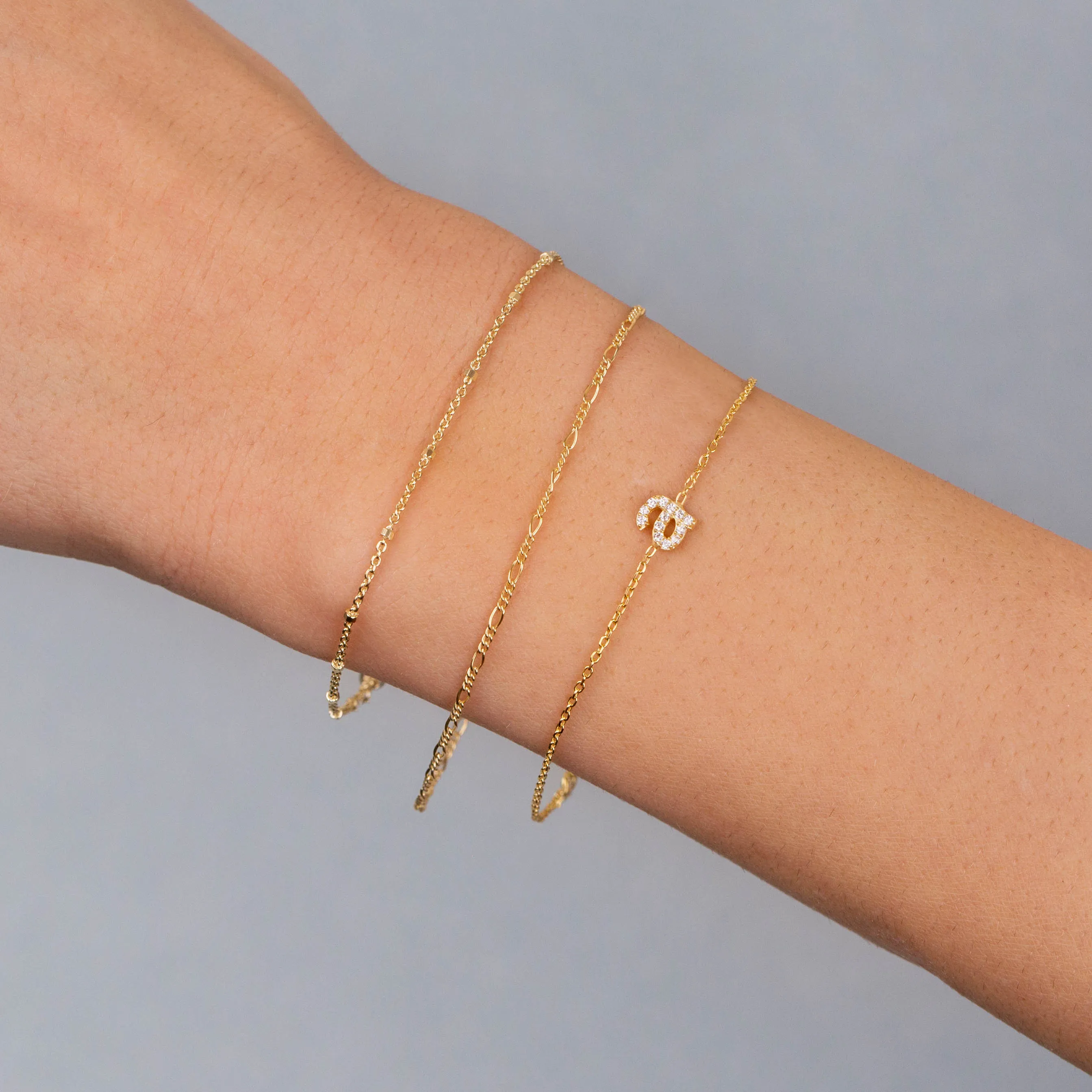 Tiny Lowercase Pavé Initial Bracelet