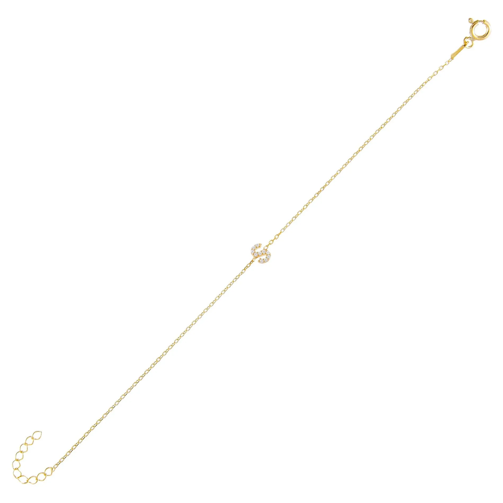 Tiny Lowercase Pavé Initial Bracelet