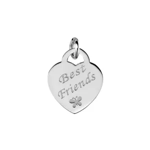 Tiny Treasures / Sterling Silver Flat Heart Necklace with engraved ‘Best Friends’