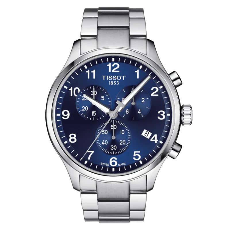 Tissot Chrono XL Classic Silver Stainless Steel Blue Dial Chronograph Quartz Watch for Gents - T116.617.11.047.01