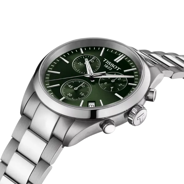 Tissot PR 100 Silver Stainless Steel Green Dial Chronograph Quartz Watch for Gents - T150.417.11.091.00