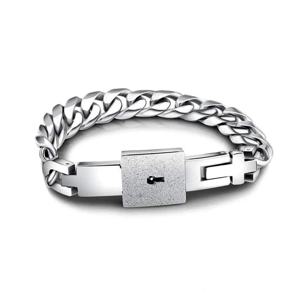 Titanium Men Bracelet & Heart Key Necklace