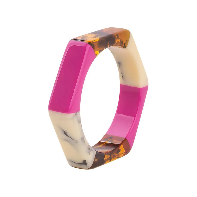 Tora Colorblock Resin Bracelet Bangle - 10 Colors