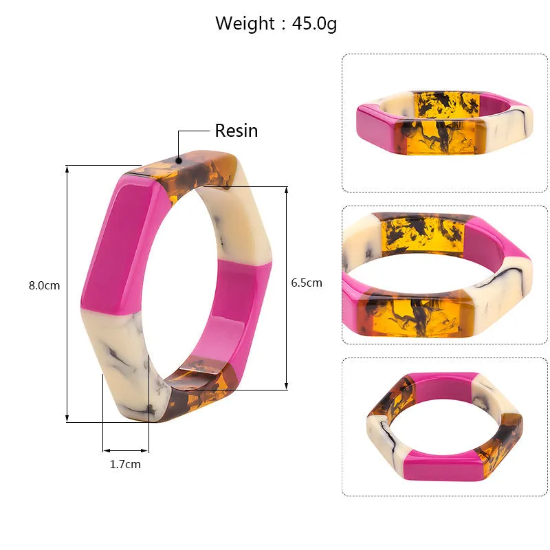 Tora Colorblock Resin Bracelet Bangle - 10 Colors