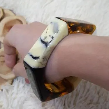 Tora Colorblock Resin Bracelet Bangle - 10 Colors