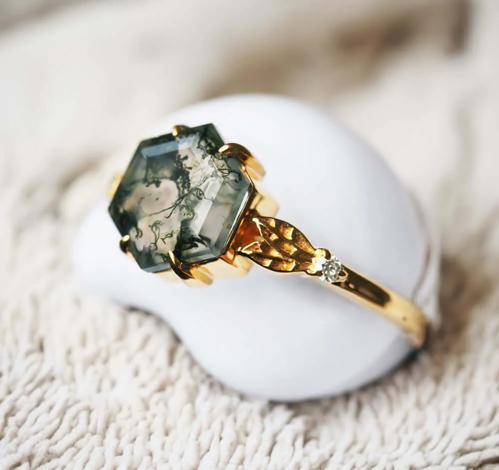 Trendolla 14K Gold Mystical Moss Elegance Ring Set