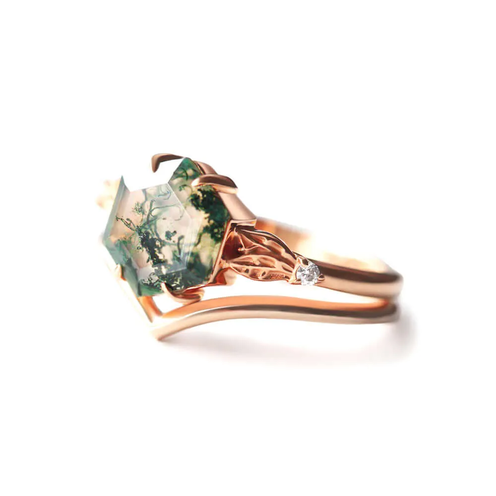 Trendolla 14K Gold Mystical Moss Elegance Ring Set