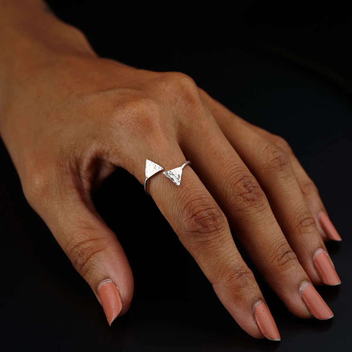 Triangle Shaped Hammered Ring