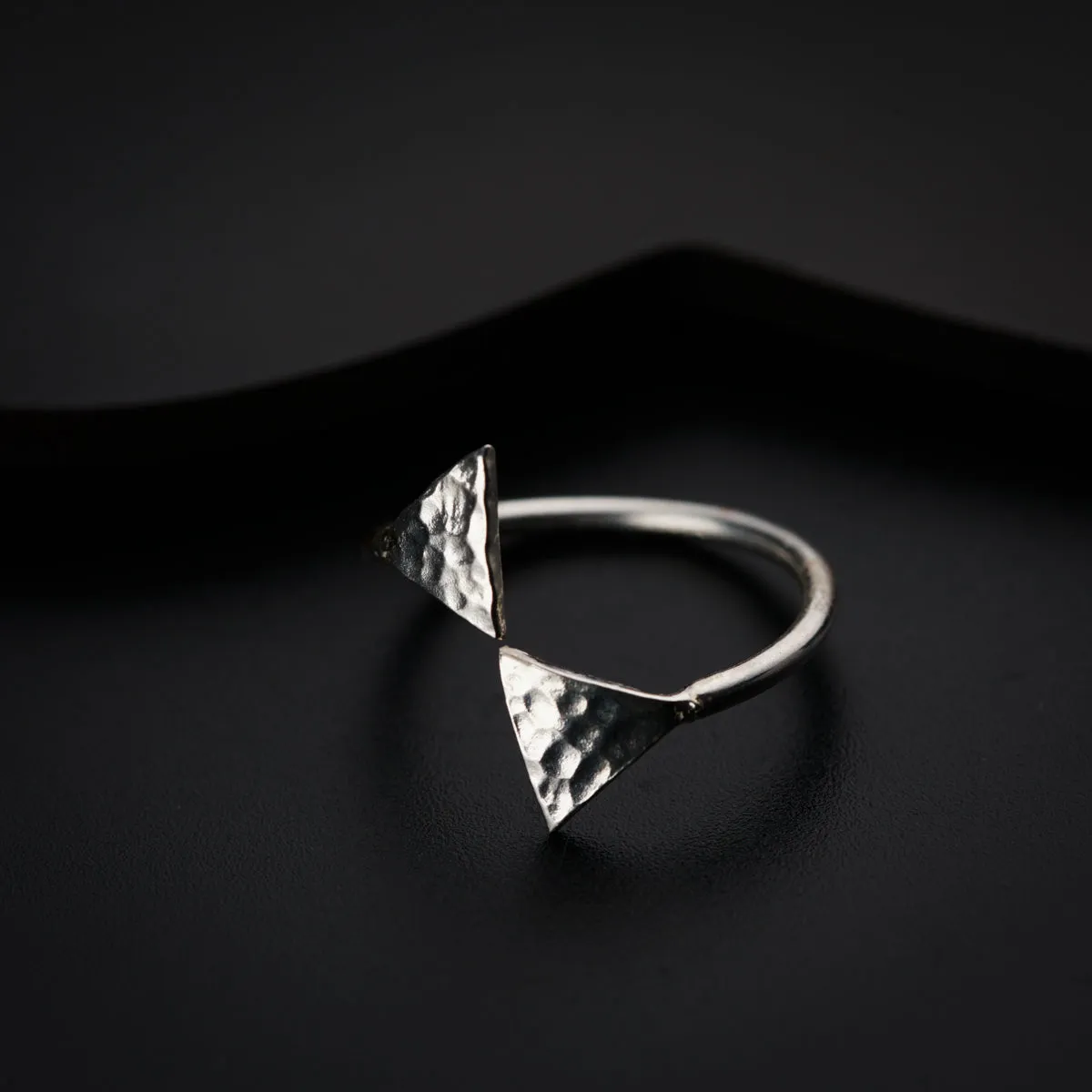 Triangle Shaped Hammered Ring