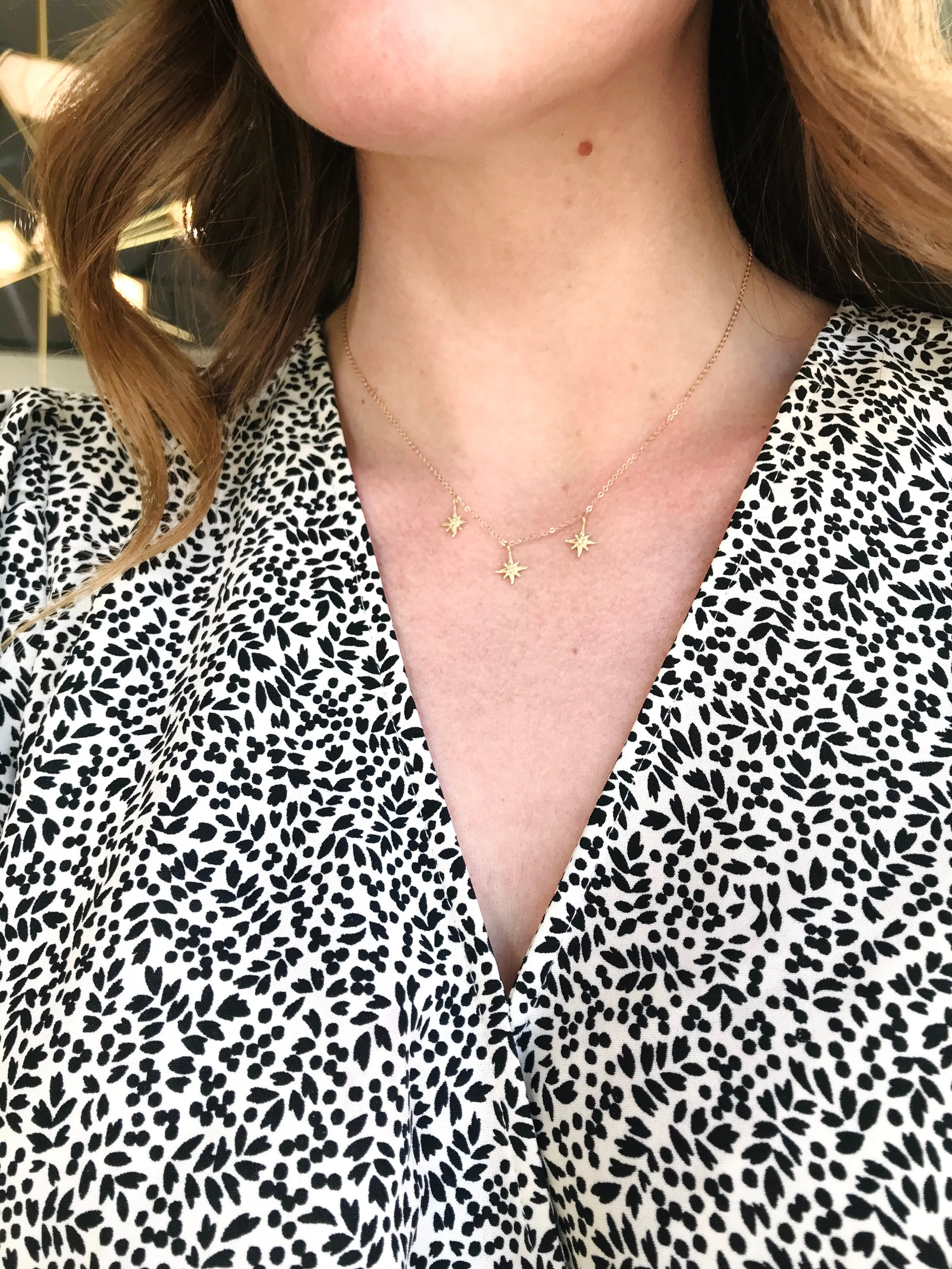 Triple Gratitude Star Diamond Necklace