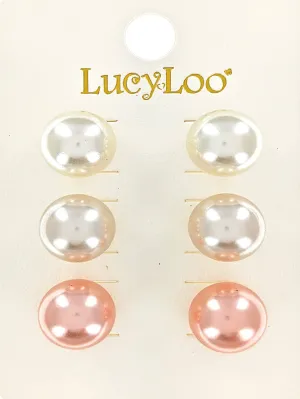 Triple Pair Pearl Stud Earrings