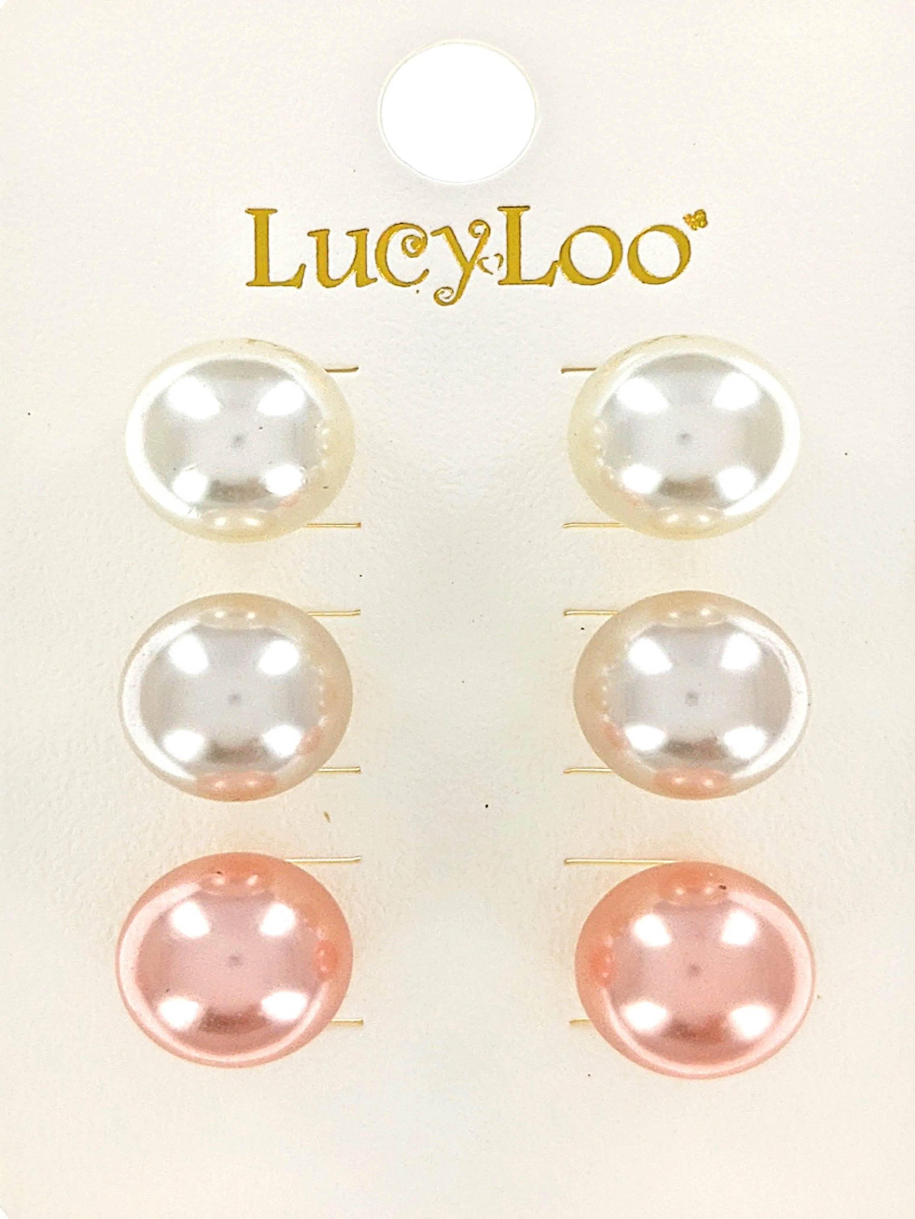Triple Pair Pearl Stud Earrings