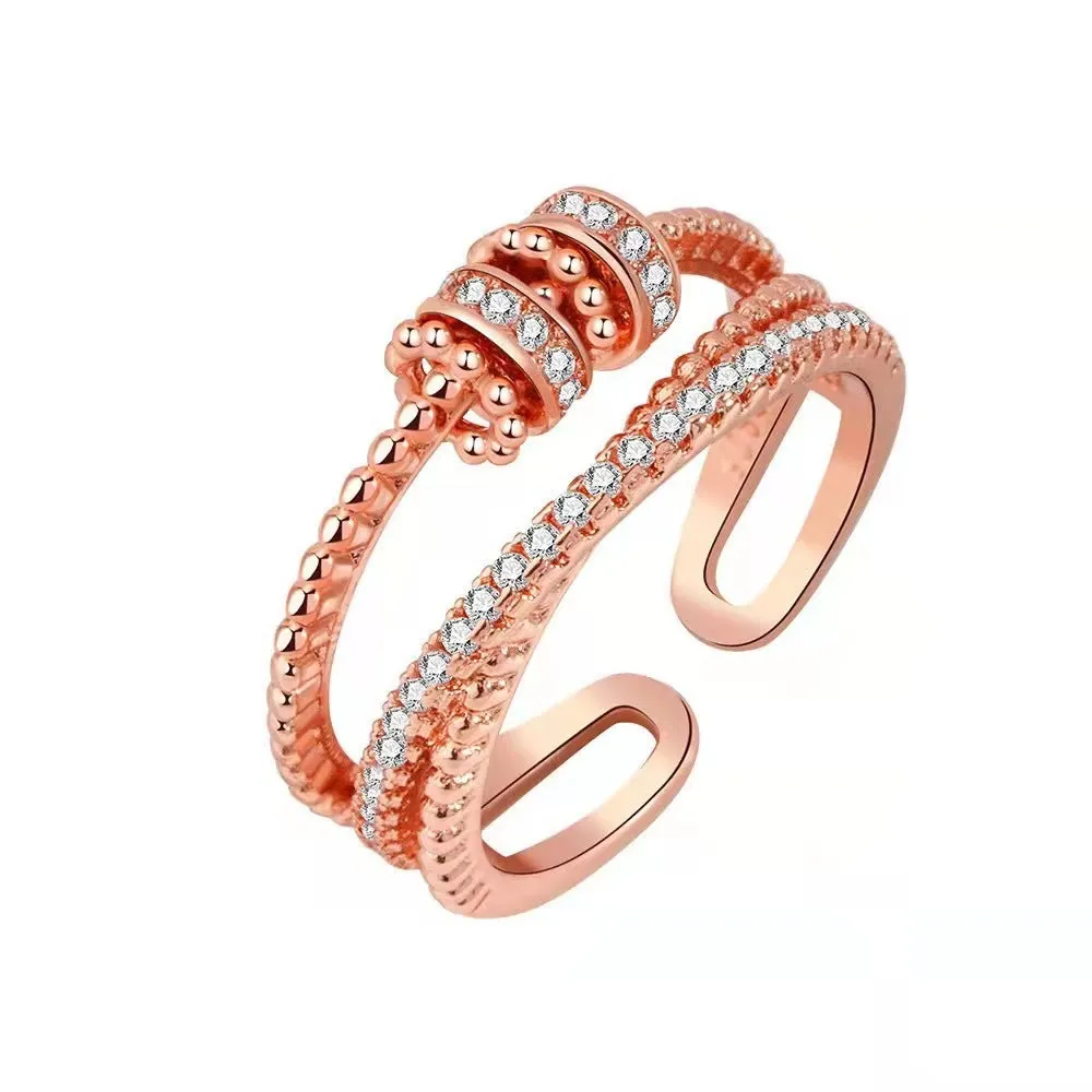 Turnable Anxiety Rings With Bead Relieve Stress Rings