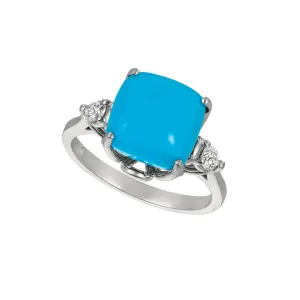 TURQUOISE & DIAMOND SQUARE 2 RING 14K GOLD (4.17 CTW)