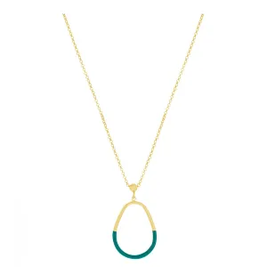 Turquoise Enamel Pear-Shaped Drop Necklace