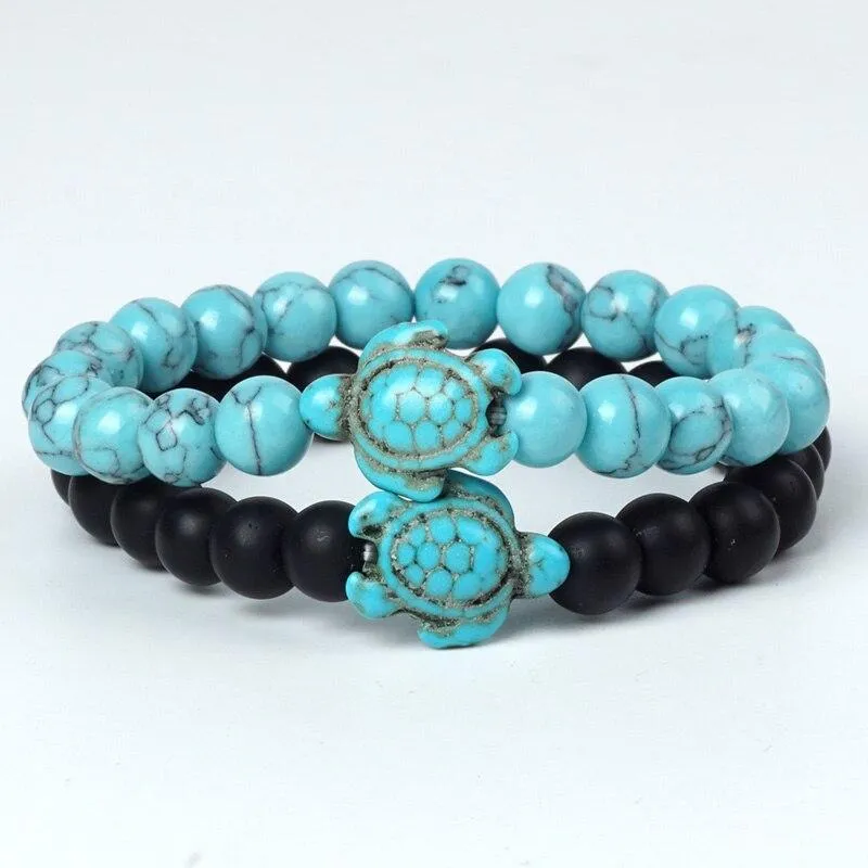 Turquoise Handmade Sea Turtle Couple Bracelet