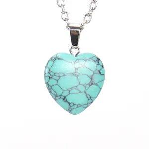 Turquoise Natural Stone Heart Pendant Necklace