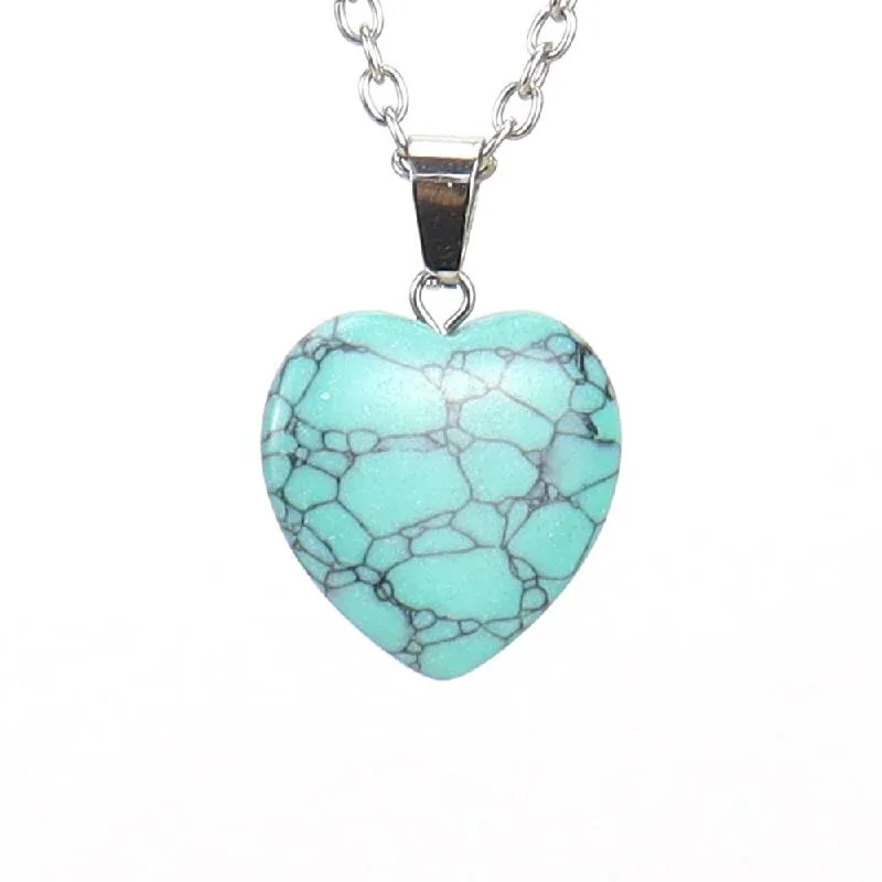 Turquoise Natural Stone Heart Pendant Necklace