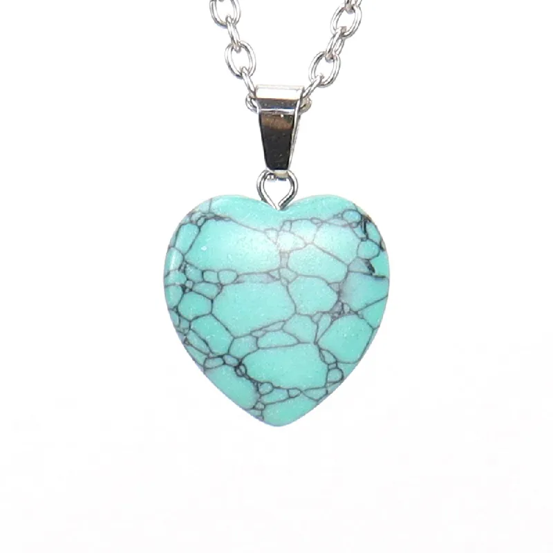 Turquoise Natural Stone Heart Pendant Necklace