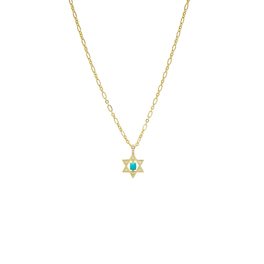 Turquoise Star Of David Pendant Necklace