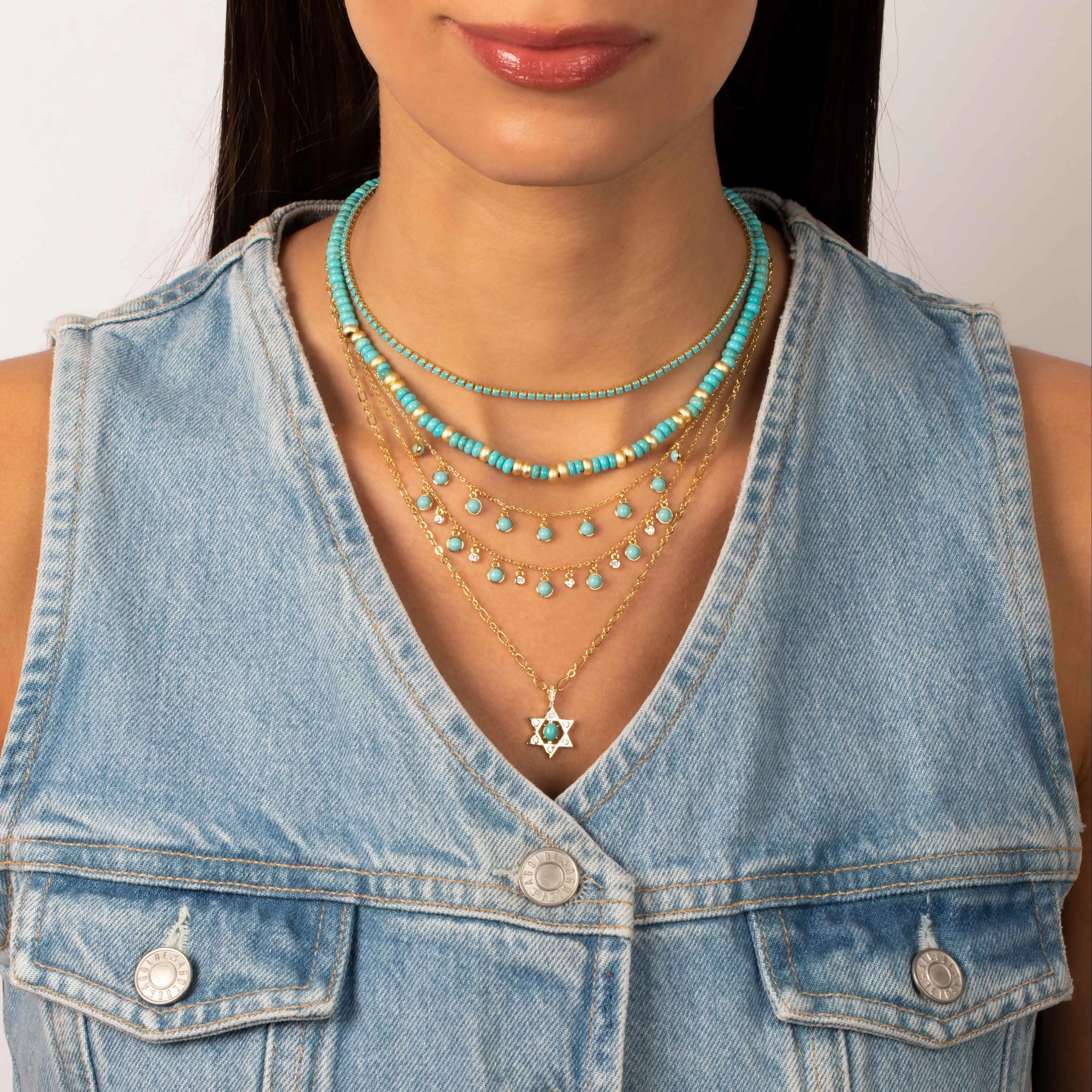 Turquoise Star Of David Pendant Necklace