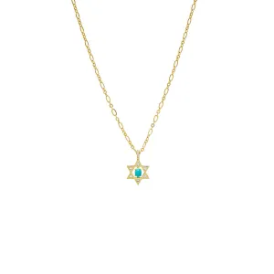 Turquoise Star Of David Pendant Necklace