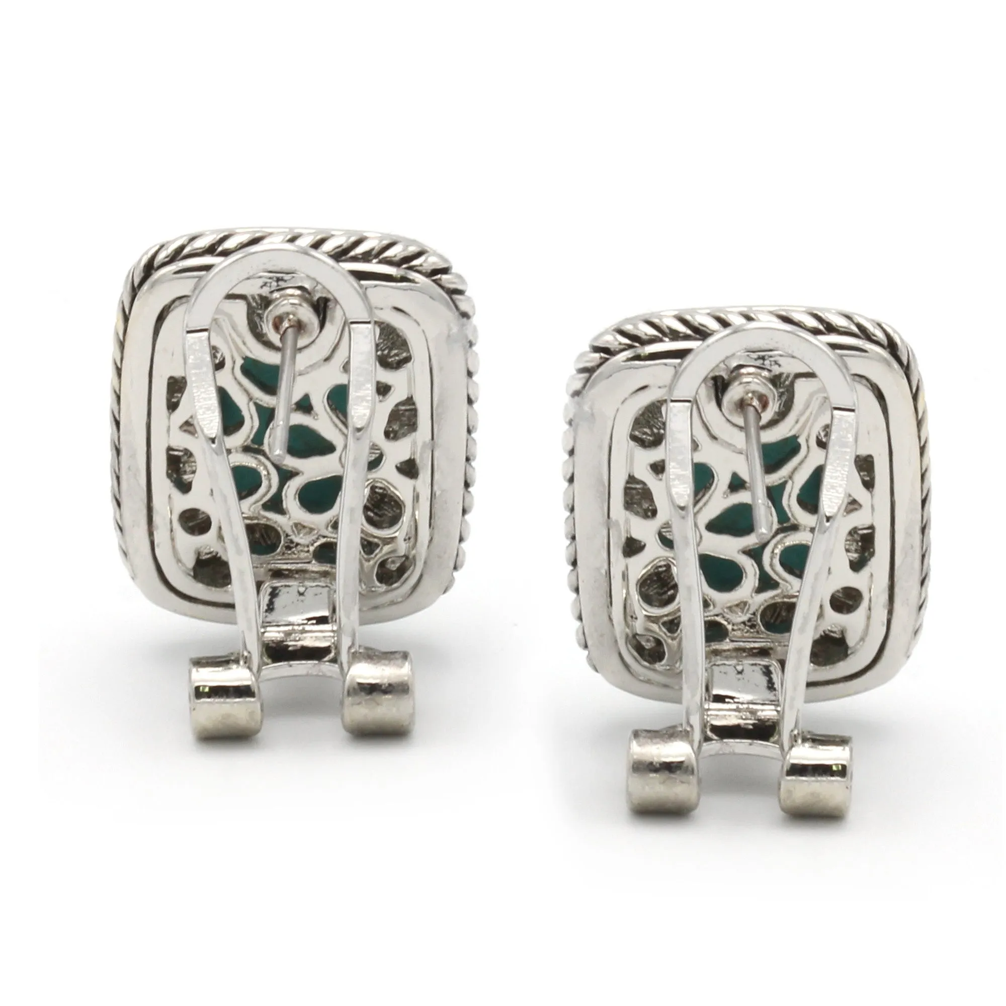 TWO TONE MOTHER OF PEARL ENGRAVED STUD EARRING #12505ER-MOP (FG17)