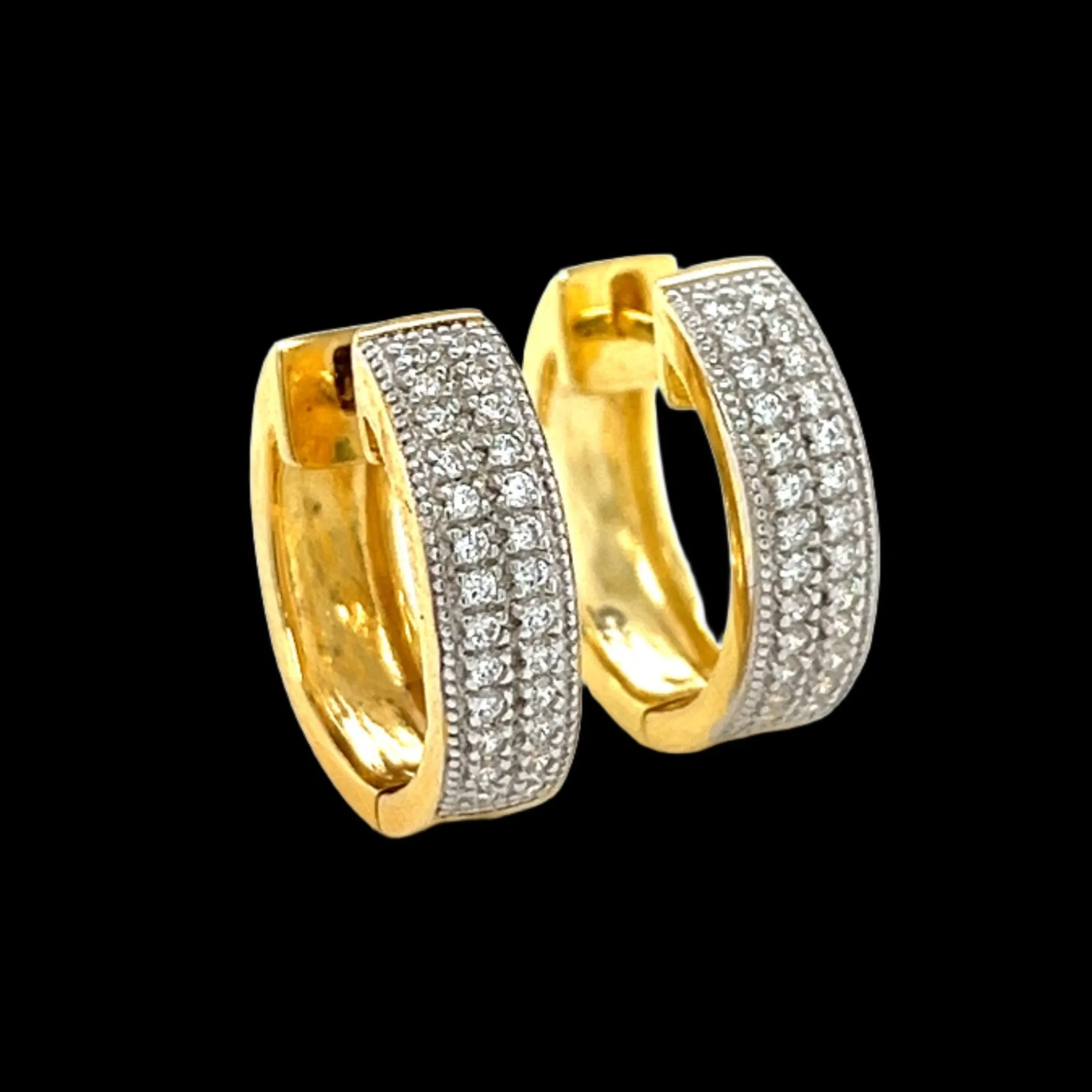 Two Zirconia Raws Sterling Huggie Hoops Earrings - C287289