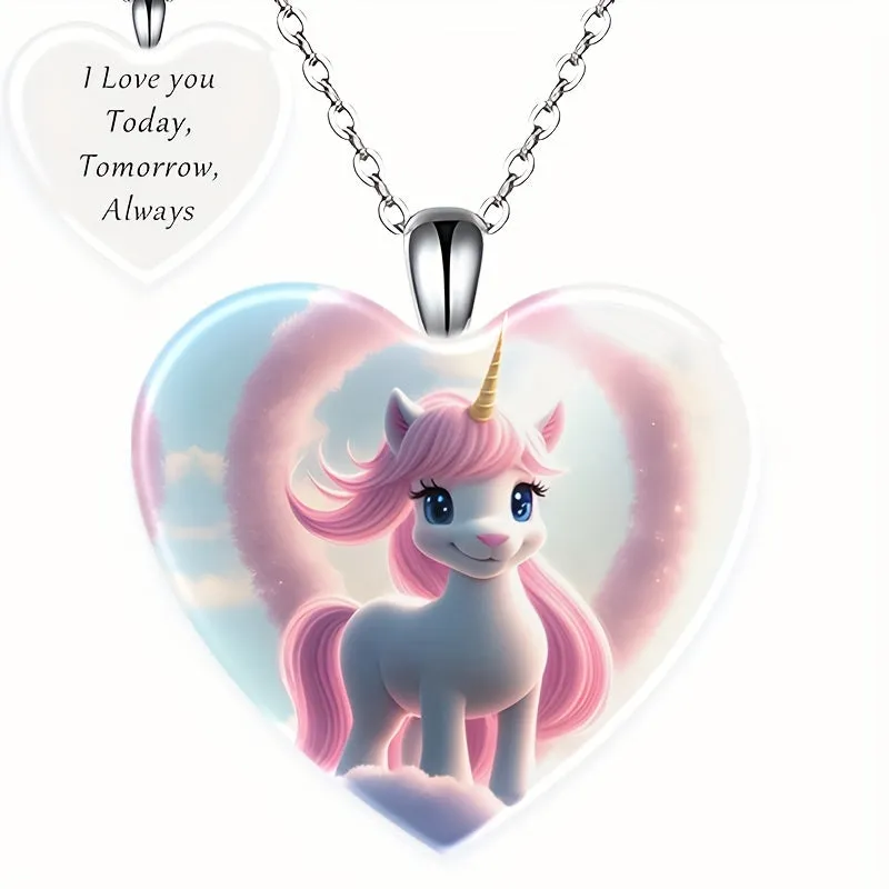 Unicorn Crystal Pendant Necklace Hip Hop Jewelry Men Women Gift