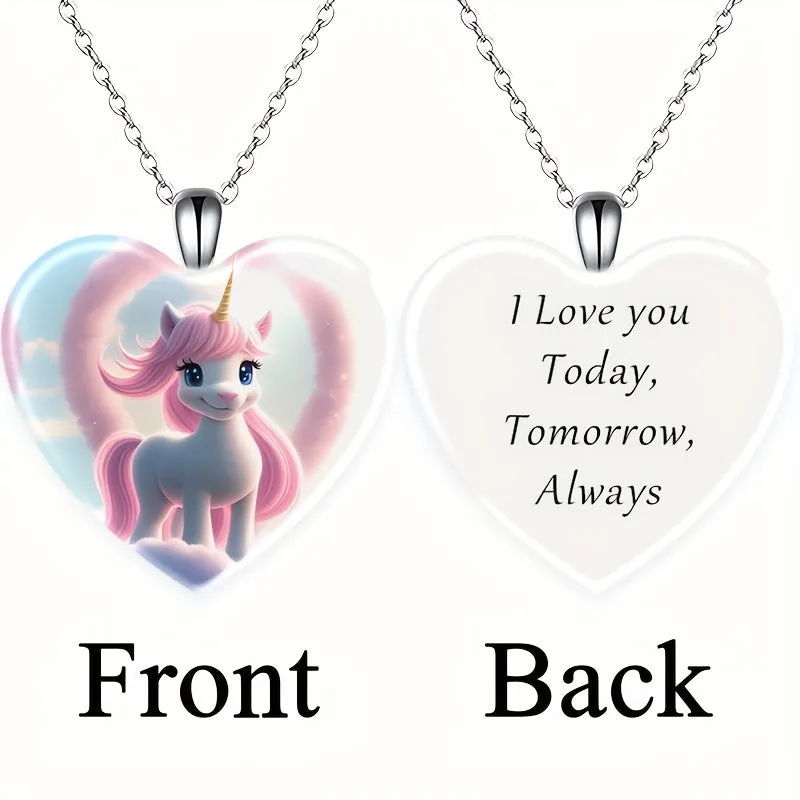 Unicorn Crystal Pendant Necklace Hip Hop Jewelry Men Women Gift