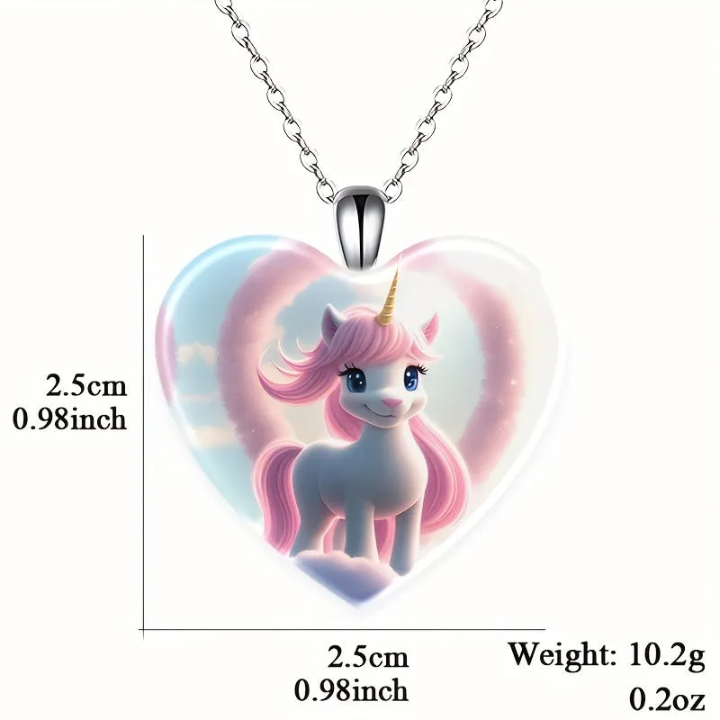 Unicorn Crystal Pendant Necklace Hip Hop Jewelry Men Women Gift