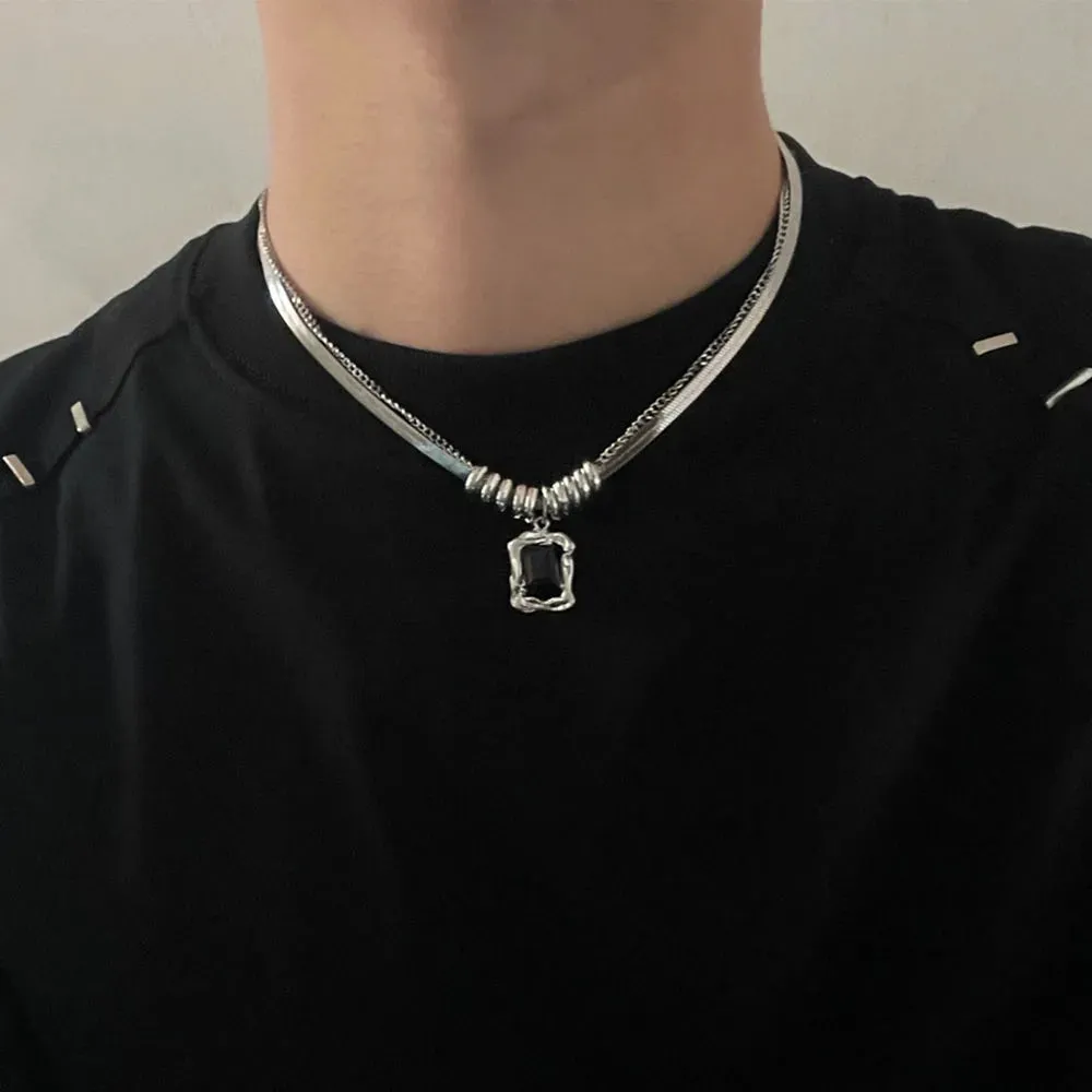 Unisex Double Layer Zircon Star Necklace