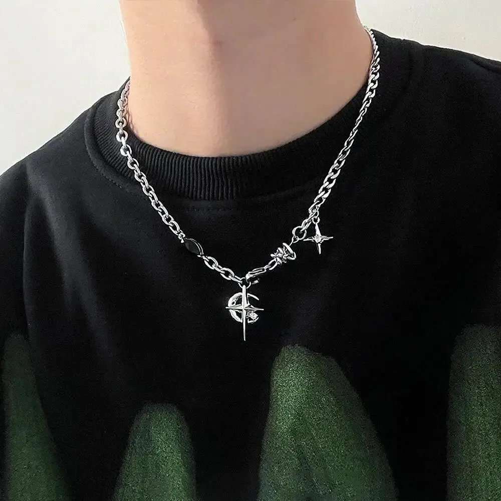 Unisex Double Layer Zircon Star Necklace
