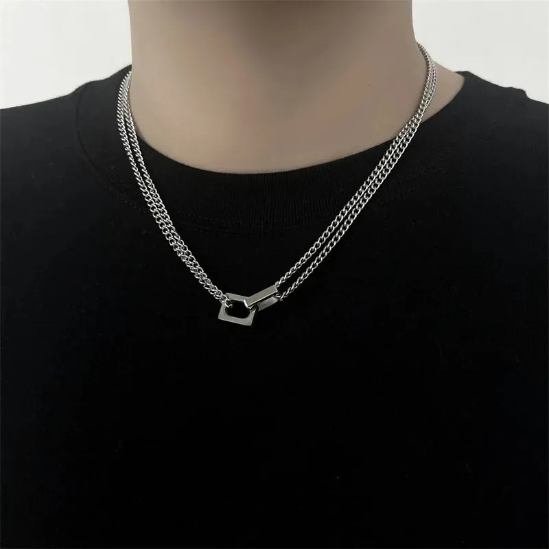 Unisex Double Layer Zircon Star Necklace