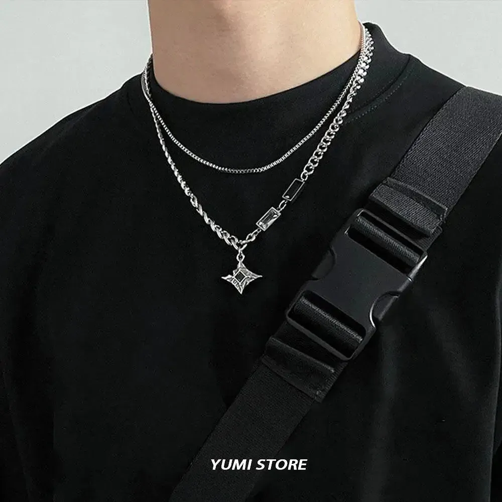 Unisex Double Layer Zircon Star Necklace